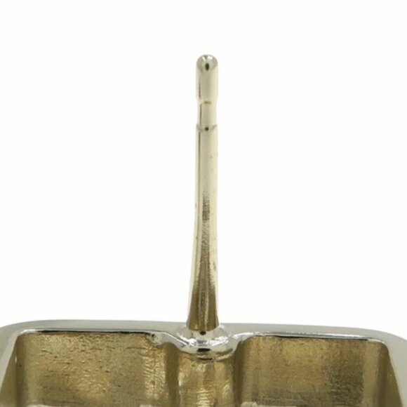 CHANEL CC Logos Rhinestone Pearl No.5 Square Stud Earrings Gold Tone - Picture 4 of 9